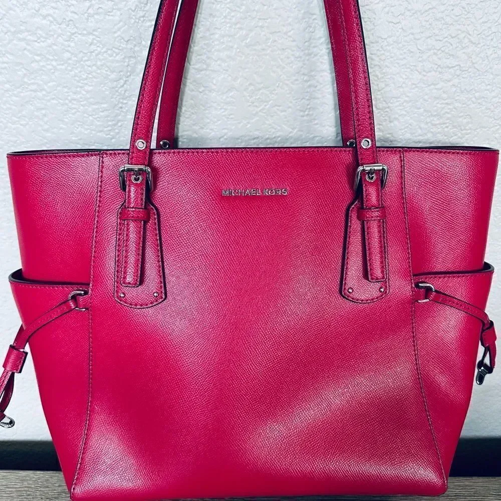 NWOT Michael Kors Pink Raspberry Voyager Tote Shoulder Bag Purse